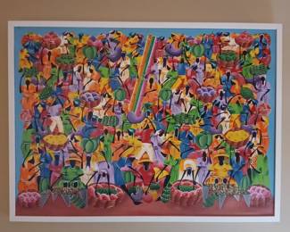 Oil painting on canvas Caribbean Outdoor Market