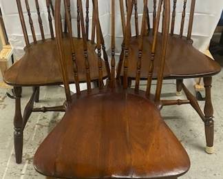 3- Early Windsor Brace Back Chairs 
