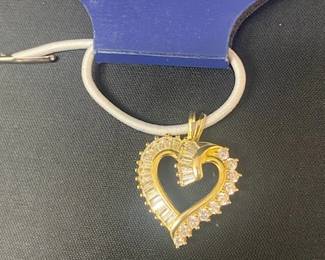Sterling Heart Pendant w/Clear Stones 
