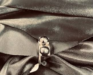 Sterling Ring w/Black Pearls 