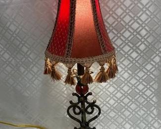Tall Lamp w/Burgandy Shade 
