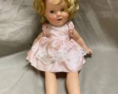 13" Composition Shirley Temple Doll w/Pink Dress 