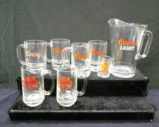 Coors Pitcher and glasses