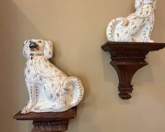 2 pair of White English Staffordshire dogs sets