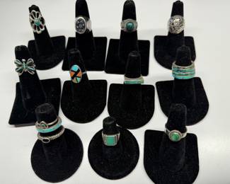 Sterling silver and turquoise rings