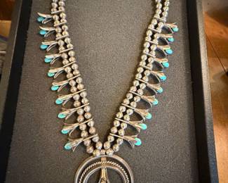 Sterling silver, turquoise squash, blossom