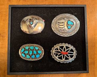 Sterling and turquoise belt buckles