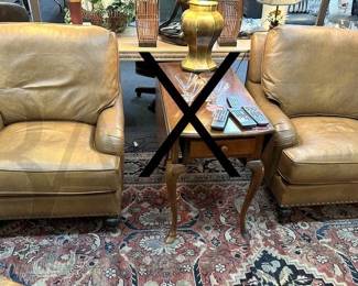 LEATHER NAIL HEAD ARM CHAIRS