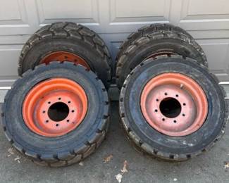 Bobcat Tires with Rims - 4 Total for Concrete/Asphalt