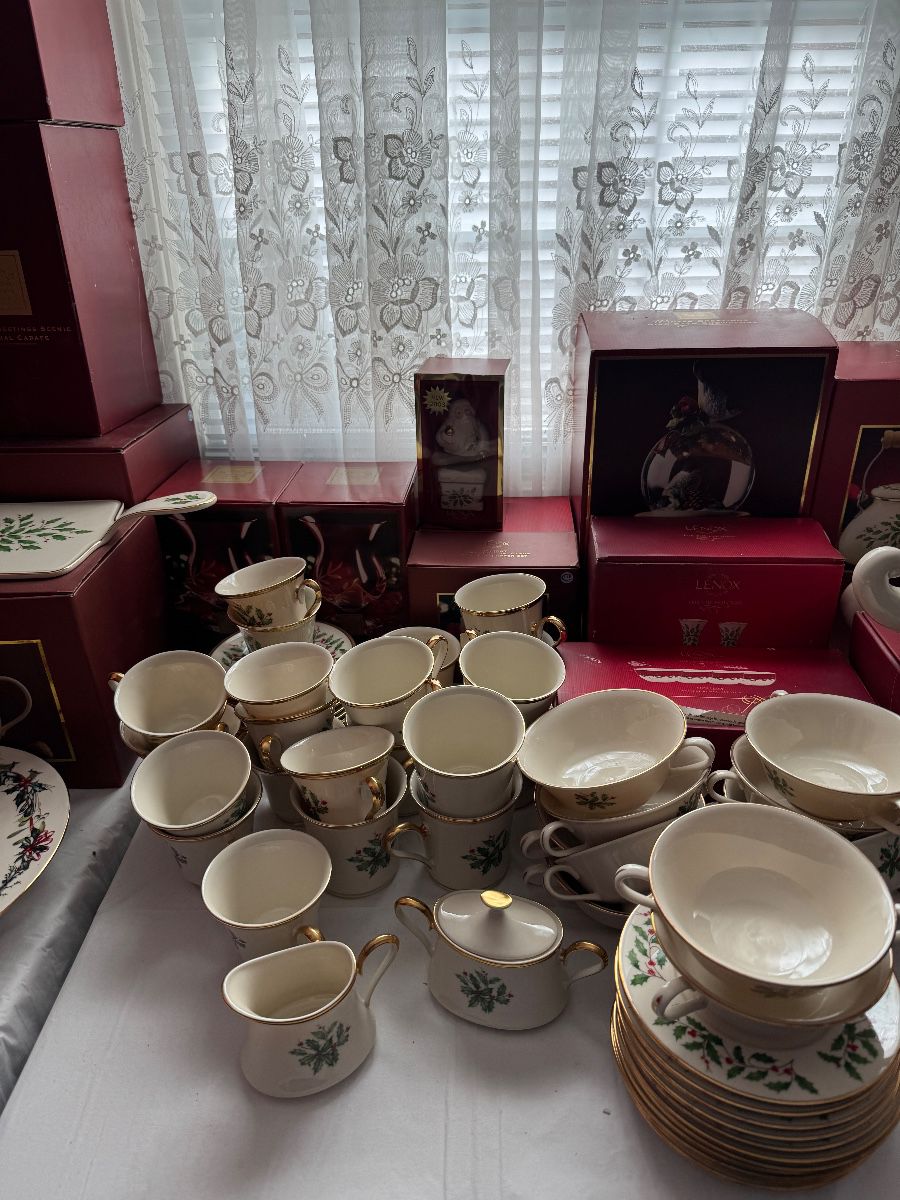 Lenox Holly and Berry Sets - Multiple Full sets and one 12 Place Setting Cream Soups 