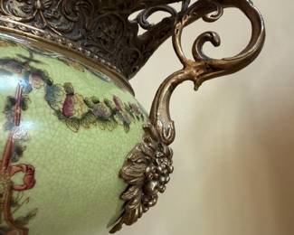  19th Century Hand Painted Porcelain Centrepiece w/Brass Mounting Hua Rong Tang Zhi Buy it now 189