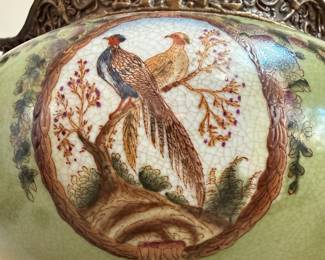  19th Century Hand Painted Porcelain Centrepiece w/Brass Mounting Hua Rong Tang Zhi Buy it now 189