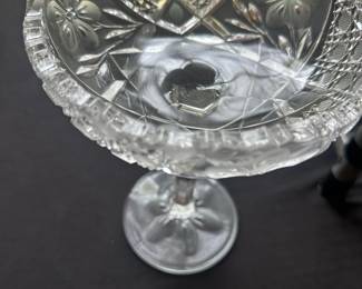 vintage crystal pedestal compote glass