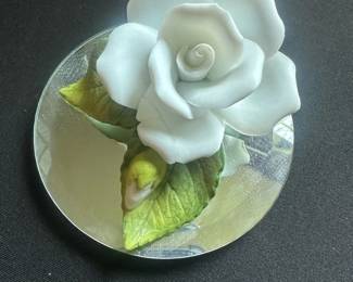White Porcelain Rose Figurine