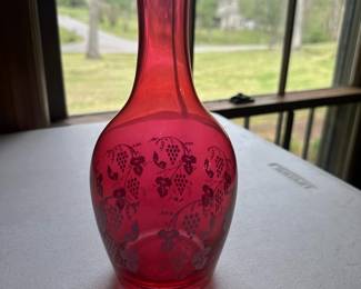 vintage cranberry glass decanter