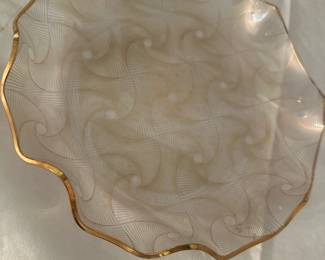 Vintage Gold-Trimmed Glass Serving Plate
