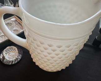 Large White Milk Glass Pitcher