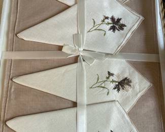  vintage embroidered linen napkins