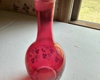 vintage cranberry glass decanter
