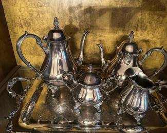 vintage silver-plated tea and coffee service set