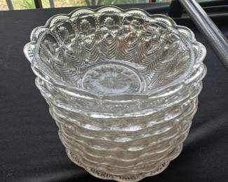 Vintage Clear Pressed Glass Bowls Set