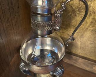 vintage glass and silver-plated coffee carafe 