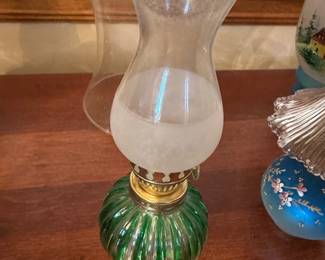 vintage-style glass oil lamp