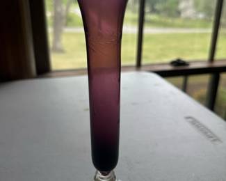 antique purple glass bud vase
