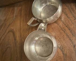 vintage sterling silver creamer and sugar bowl set
