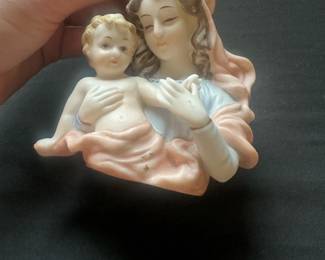 vintage bisque porcelain figurine of the Madonna and Child