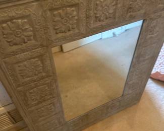 Carved Floral Pattern Wall Mirror