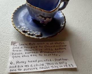Hand-Painted Pansy Ceramic Teacup Set
