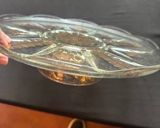 vintage glass pedestal cake stand