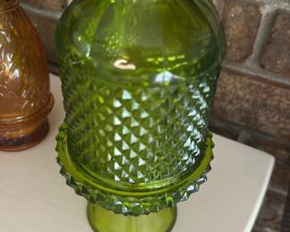 Vintage Viking Glass Diamond Point Fairy Lamp