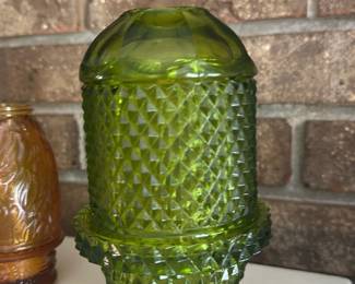 vintage Viking Glass Diamond Point Fairy Lamp