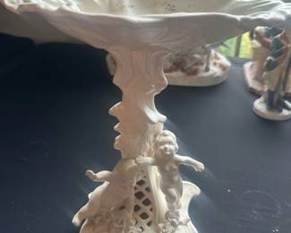 Porcelain Cherub Pedestal Compote Dish