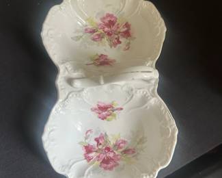 vintage divided porcelain serving dish