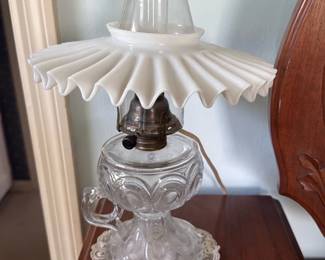 vintage glass oil lamp