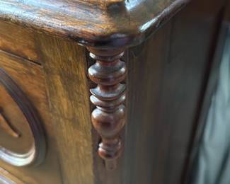 Antique Carved Wood Dresser with Mirror