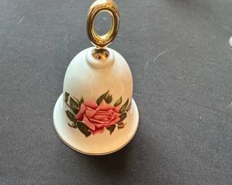 Porcelain Rose Bell with Gold Handle