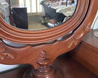 Antique Carved Wood Dresser with Mirror