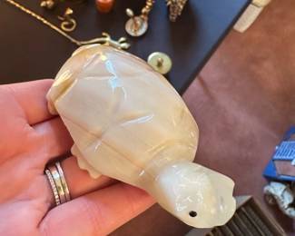 hand-carved turtle figurine