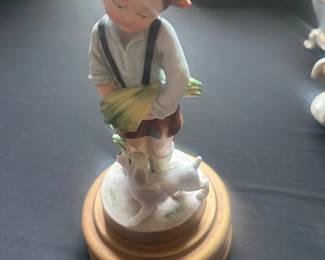 Antique Porcelain Boy with Puppy Figurine
