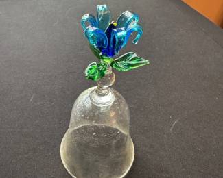 Decorative Glass Bell with Blue Flower