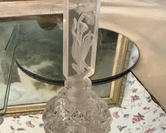 Etched Glass Perfume Bottle