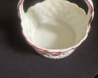vintage, hand-painted ceramic basket