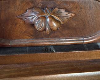 Antique Carved Wood Dresser with Mirror
