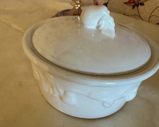 vintage white ceramic lidded dish