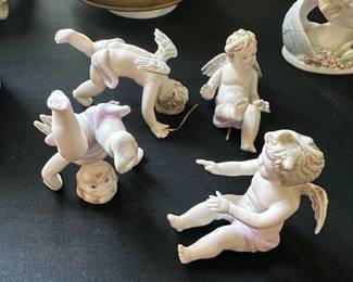Porcelain Angel Cherub Figurine Set