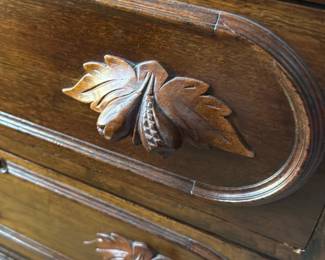 Antique Carved Oak Three-Drawer Dresser